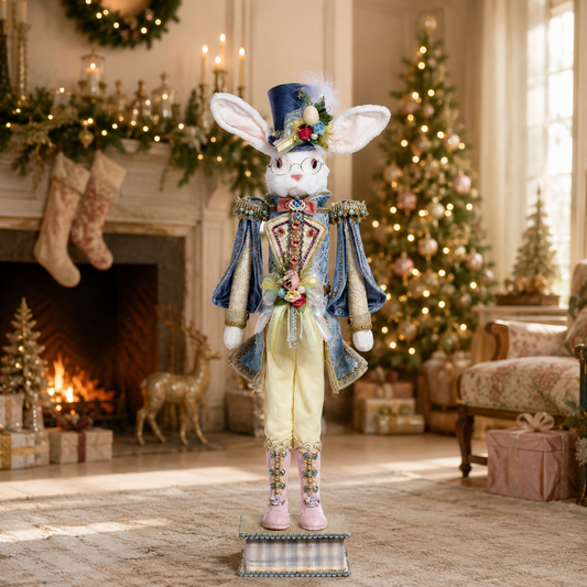 Mark Roberts 35" Medium Yellow & Blue Rabbit Nutcracker