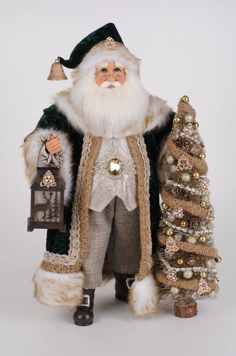 Karen Didion Originals 19" Lighted Emerald Woods Santa