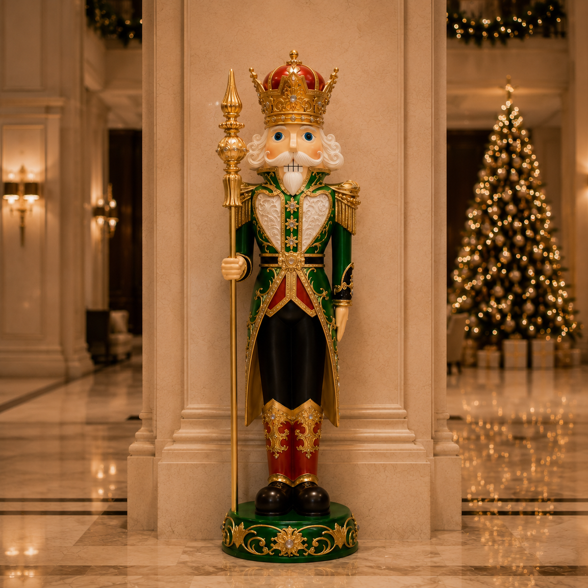 5 FT Red & Green King Nutcracker With Staff