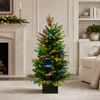 Árbol de montaña en maceta de 1,07 m con luces LED cálidas y multicolor preiluminadas