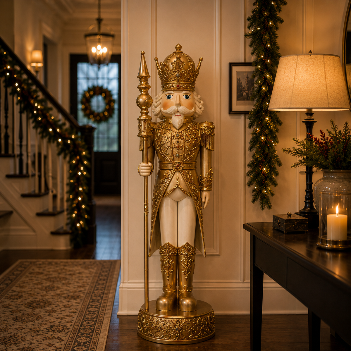 5 FT Gold & White King Nutcracker With Staff