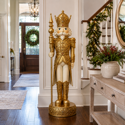 5 FT Gold & White King Nutcracker With Staff