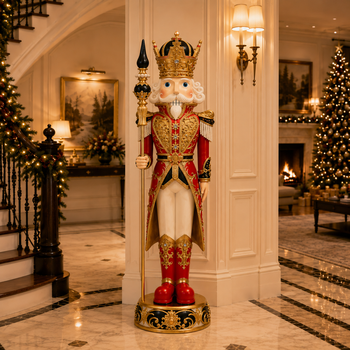 5 FT Red & Gold King Nutcracker With Staff