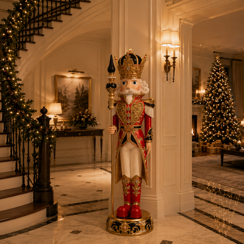5 FT Red & Gold King Nutcracker With Staff