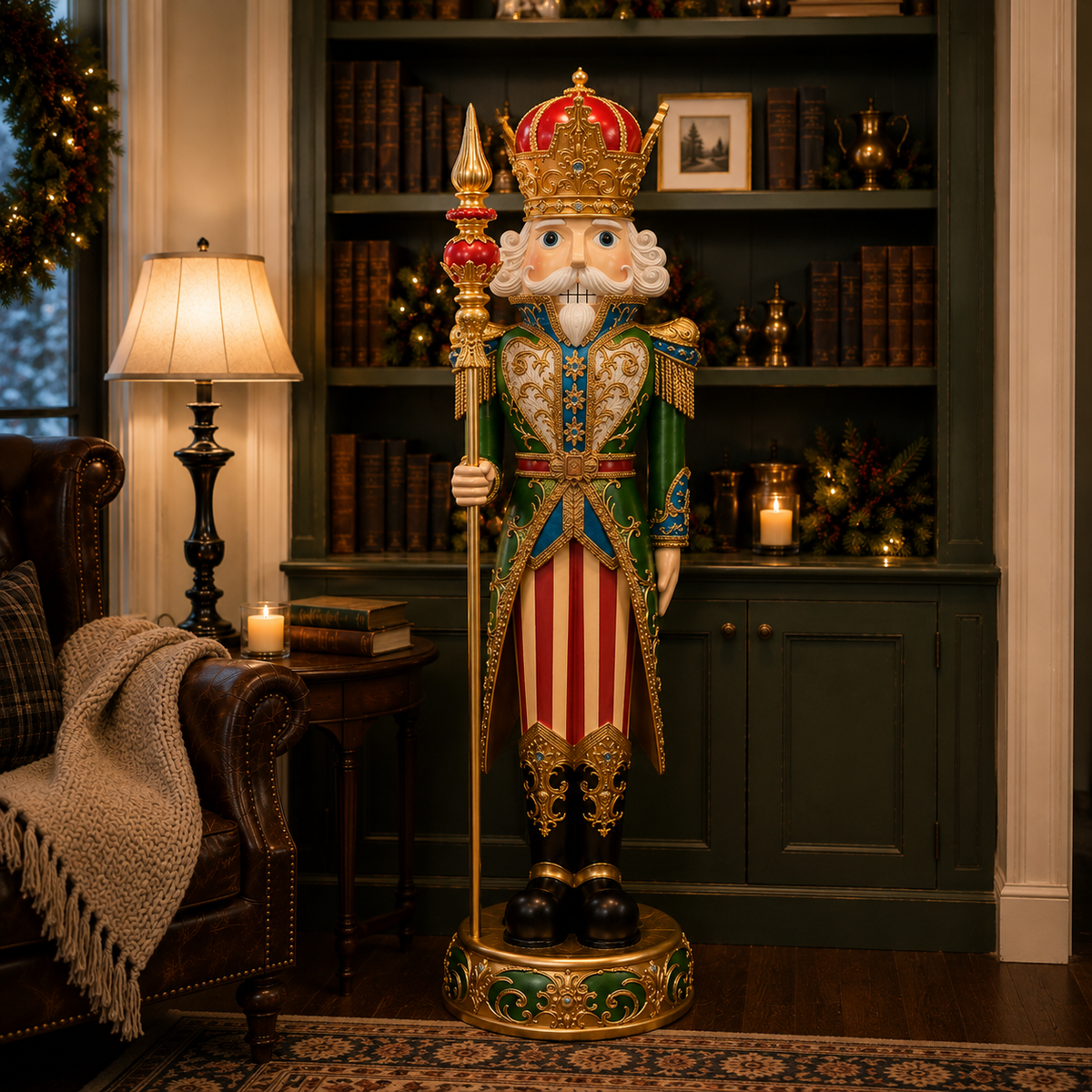 5 FT Green & Gold King Nutcracker With Staff
