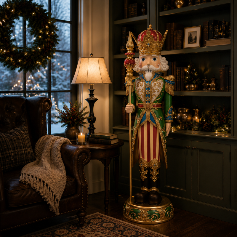 5 FT Green & Gold King Nutcracker With Staff