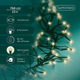 23 FT 768 LED Warm White Cluster Lights With Green Wire 8 Function Twinkle