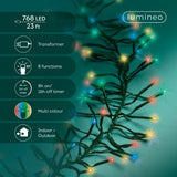 Luces agrupadas multicolores de 768 LED de 23 pies con cable verde, 8 funciones centelleantes