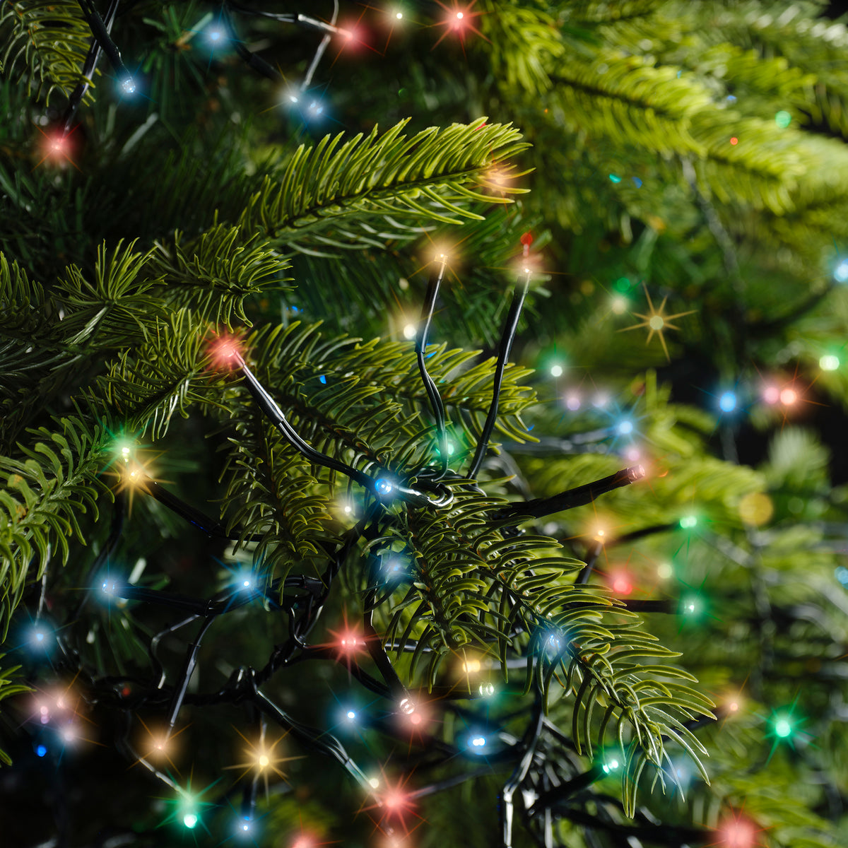 Luces agrupadas multicolores de 768 LED de 23 pies con cable verde, 8 funciones centelleantes