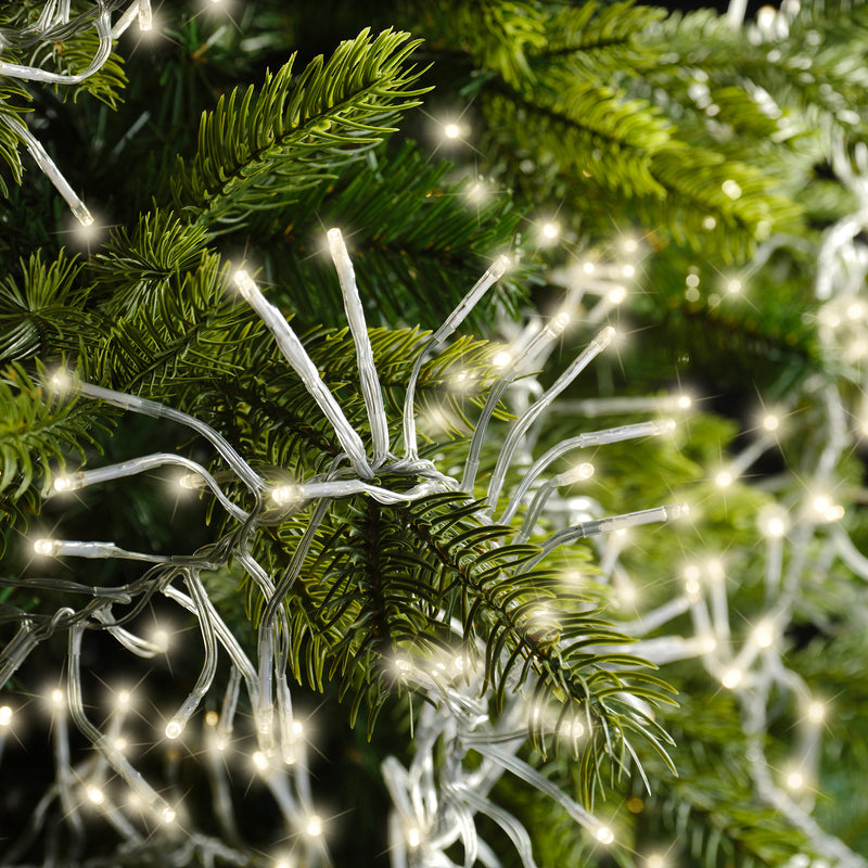 46 FT Cluster 1512 LED Warm White Trasnsparent Wire 8 Funtion Twinkle