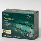 36 FT Compact 500 LED Warm White Green Wire 8 Function Twinkle