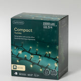 112 FT 1500 LED Warm White Compact Lights With Green Wire