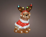 13" 40 LED Cool White Festive Dog With Antlers