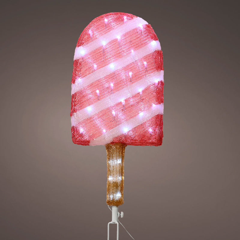 Paleta a rayas blancas y rosas de 60 LED de color blanco frío de 2.2 FT