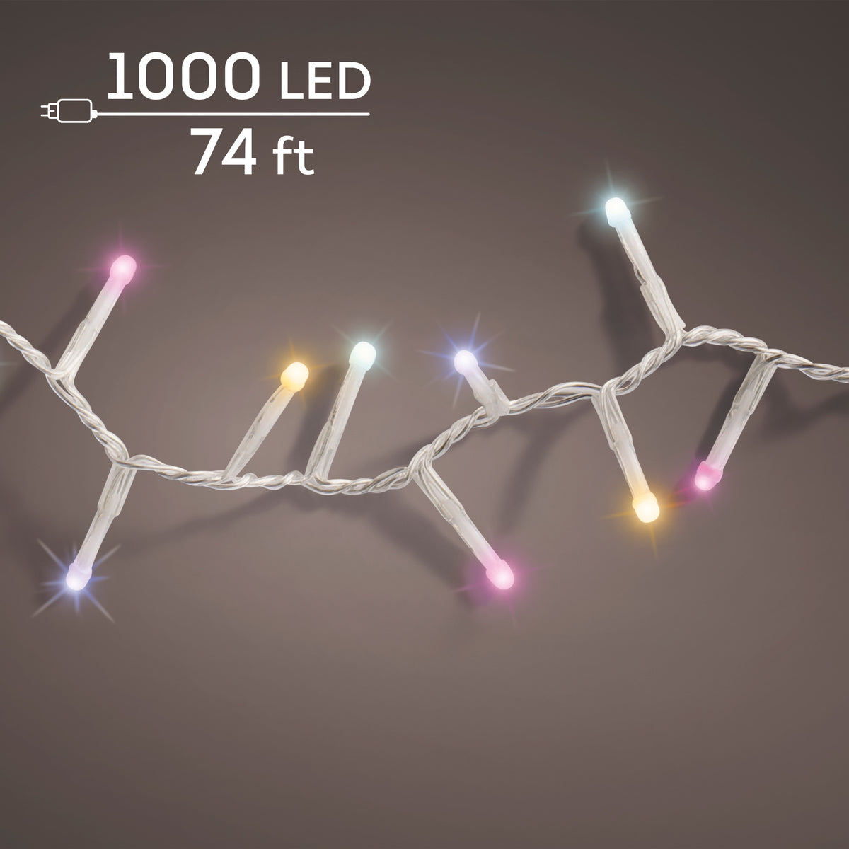 Luces de cadena compactas de 74 pies y 1000 LED con cable transparente