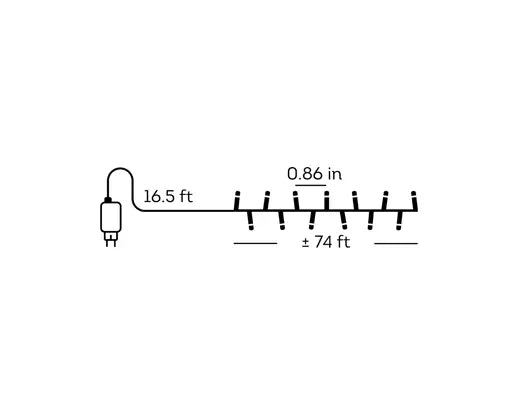 Luces de cadena compactas de 74 pies y 1000 LED con cable transparente