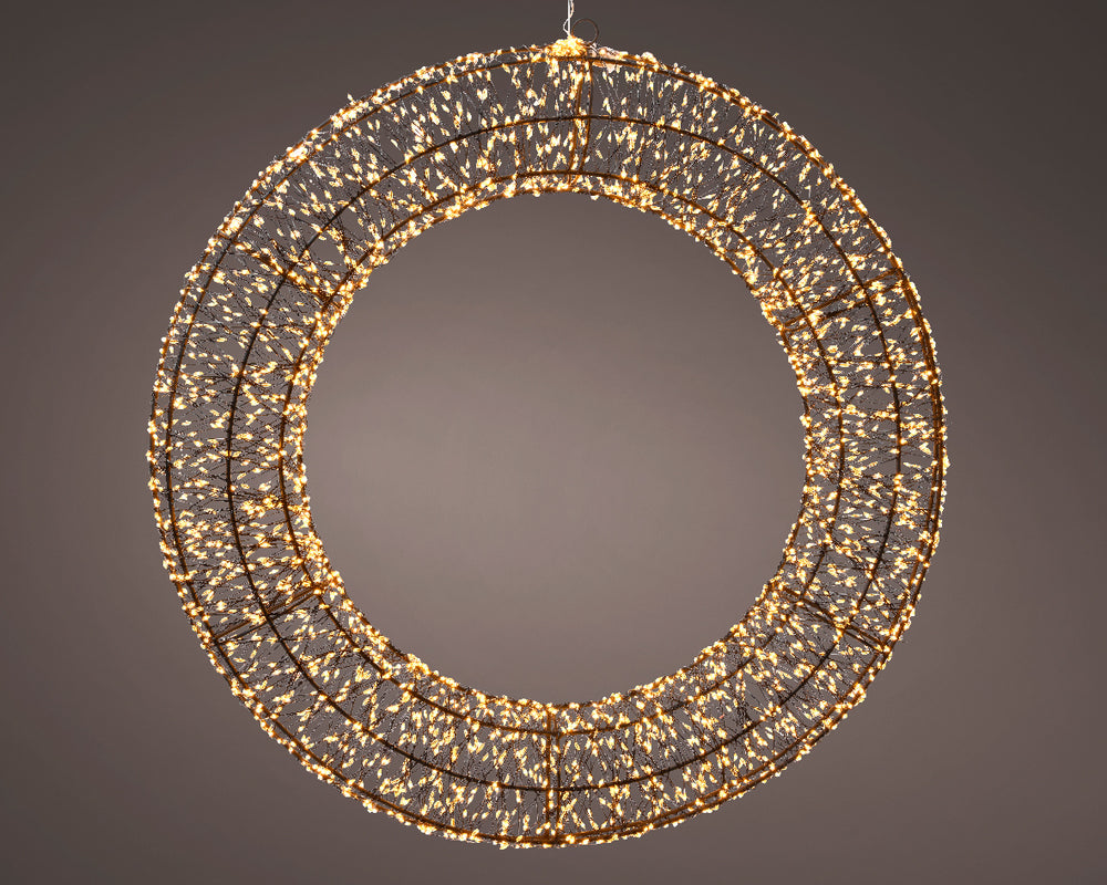 Black Wire Wreath Pre Lit Micro Classic Warm LED