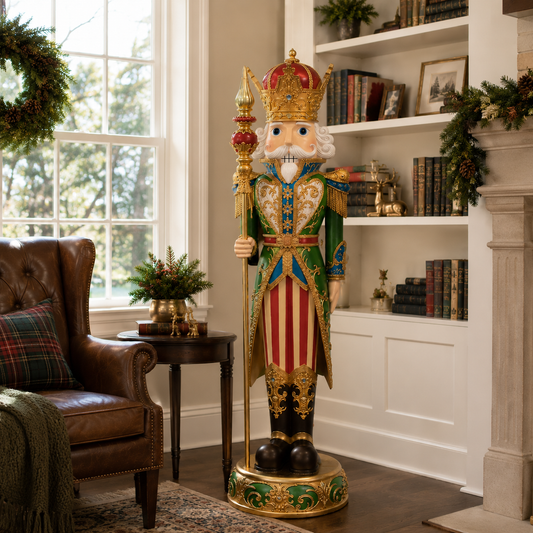 5 FT Green & Gold King Nutcracker With Staff