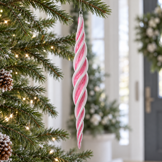 14.5" Peppermint Finial Ornament Set Of 4