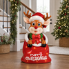 3 FT Lighted Funny Deer In Red Bag Battery Operated