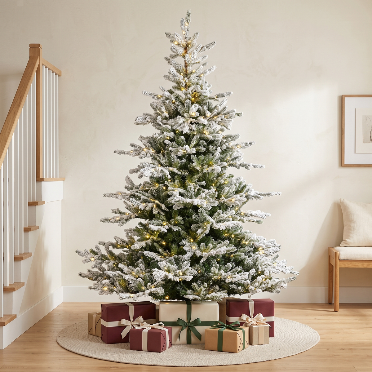 Grandis Fir Snowy Tree - Micro luces LED preiluminadas de color blanco cálido