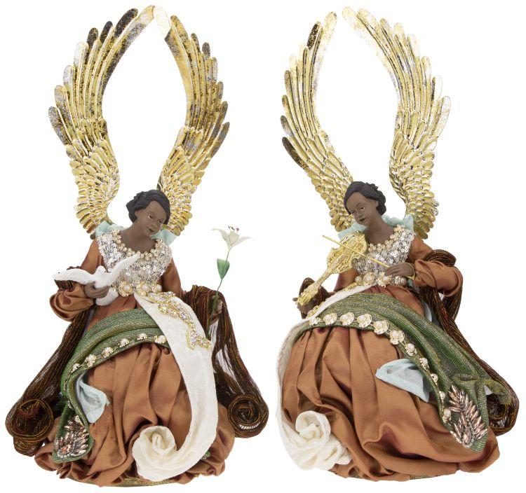 Mark Roberts 17" African American Kneeling Angel Assorted Set Of 2