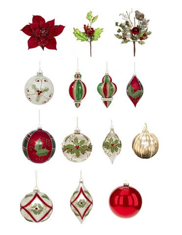Mark Roberts 3"-18" Holly Tradition Ornament Set Of 30