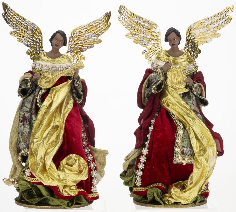 Mark Roberts 18" African American Standing Angel Assorted Set Of 2