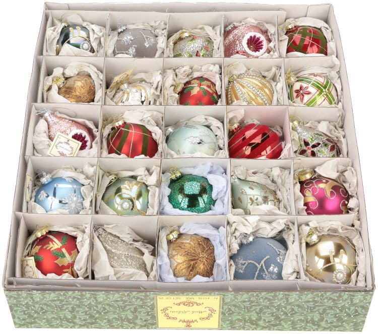 Mark Roberts 3"-6" Multicolor Glass Ornaments Gift Box Set Of 25