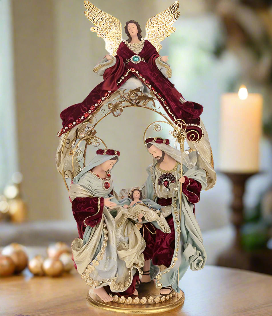 Mark Roberts 27.5" Holy Family With Angel On Creche