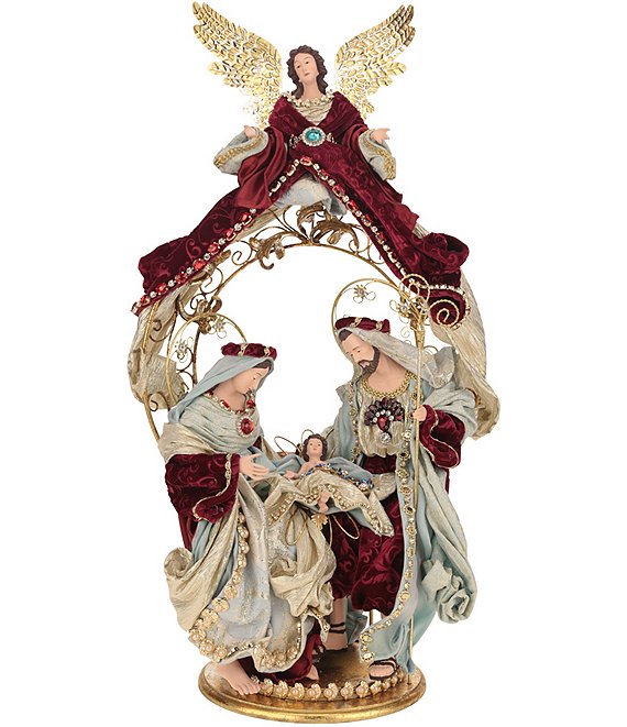 Mark Roberts 27.5" Holy Family With Angel On Creche