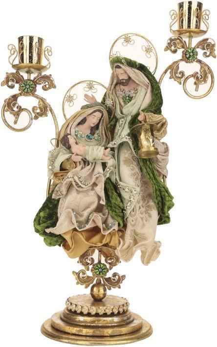 Mark Roberts 26.5" Green Holy Family On Pedestal