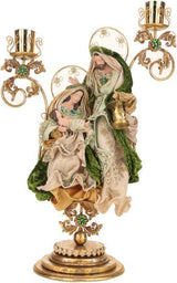Mark Roberts 26.5" Green Holy Family On Pedestal
