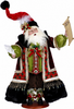 Decorative Christmas figure of a Santa Claus with a detailed outfit on a white background