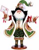 Decorative figure of a jester-like character holding a letter on a white background