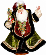 Regal holiday Santa in rich velvet with festive jeweled details.