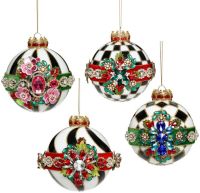 Mark Roberts 4" Black & White Jewel Ornament Box of 4