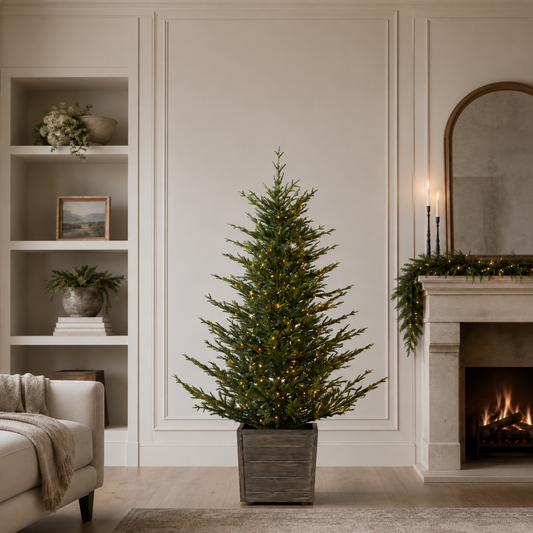 6 FT Deluxe Russian Potted Tree Pre-Lit Clear & Multi LED