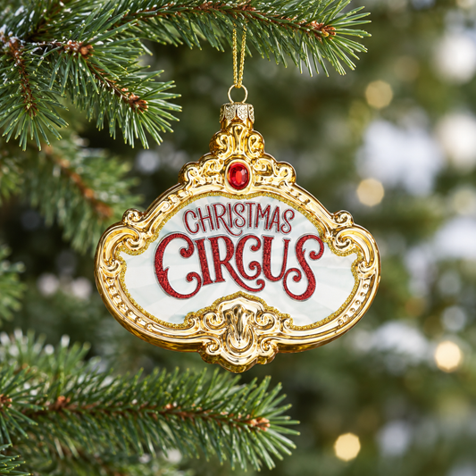 6" Christmas Circus Marquee Ornaments Box Of 5