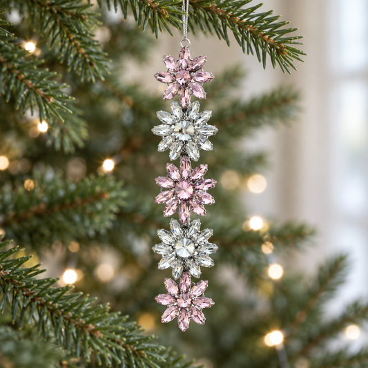 7.5" Jewel Flower Drop Ornament Set Of 6