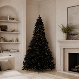 Black Tinsel Tree Pre-Lit Warm White LED Lights