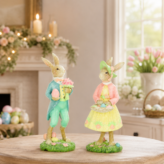 Mark Roberts Set Surtido de 2 Conejos de Pascua de 5 pulgadas