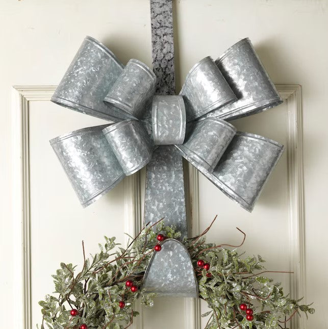 21" Red & Silver Bow Wreath Hanger Assorted Set Of 2