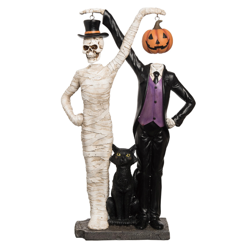 19" Skull & Pumpkin Head Figurines