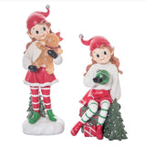 14" Sweet Elf Figurines With Lights Assorted Set Of 2