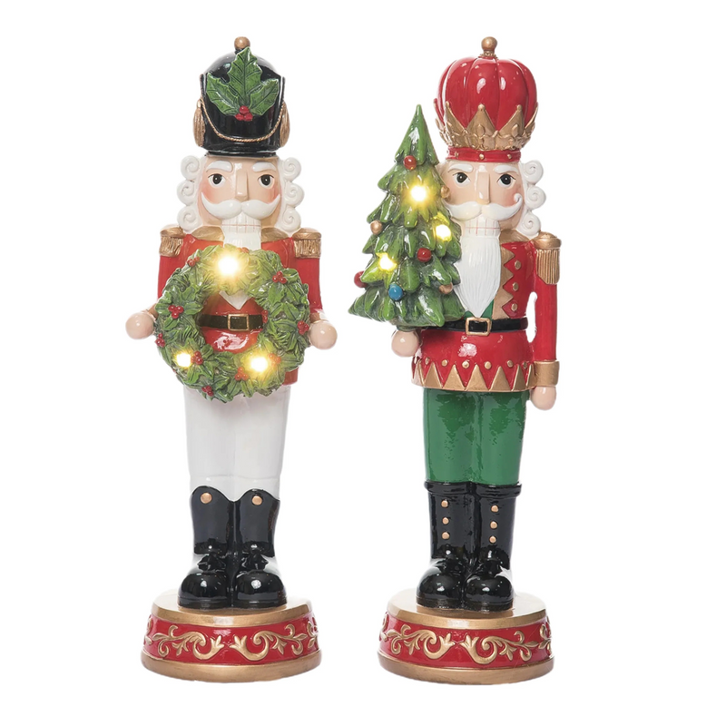 13.5" Wreath & Tree LED Nutcracker Assorted Set Of 2