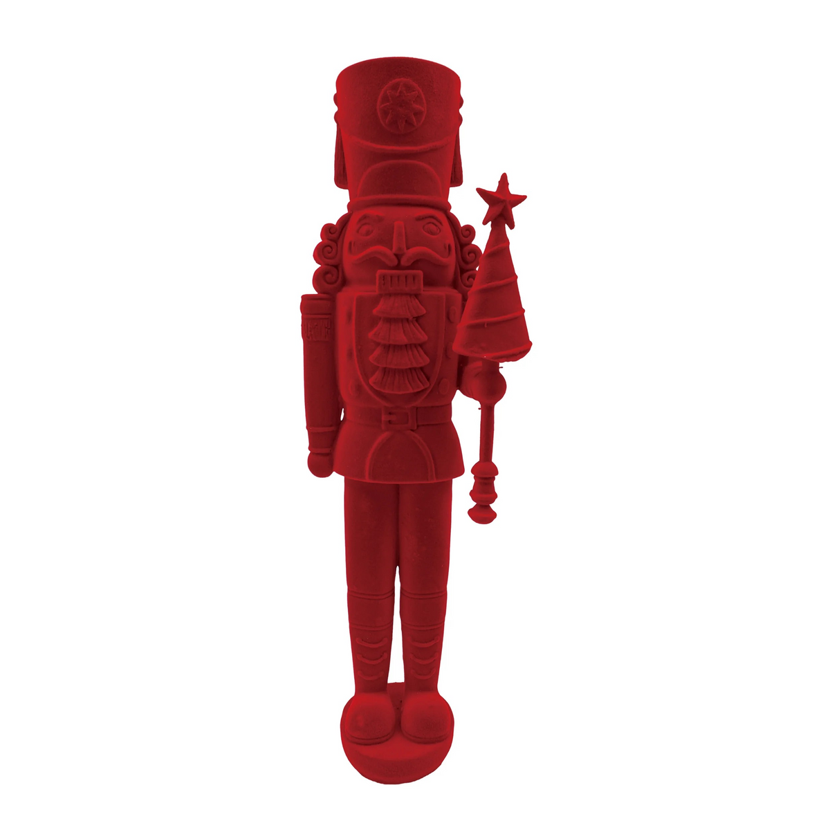 Red toy soldier figurine on a white background