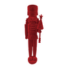 Red toy soldier figurine on a white background