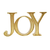 Gold 'JOY' decorative letters on a white background