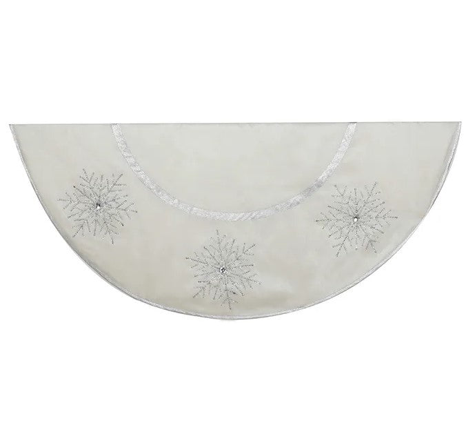 54" Ivory & Crystal Lace Snowflake Tree Skirt